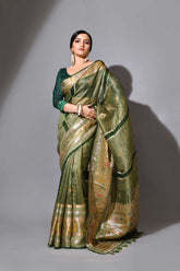 Rangkat Pure Kora Organza Silk Saree With Meenakari Boota And Border